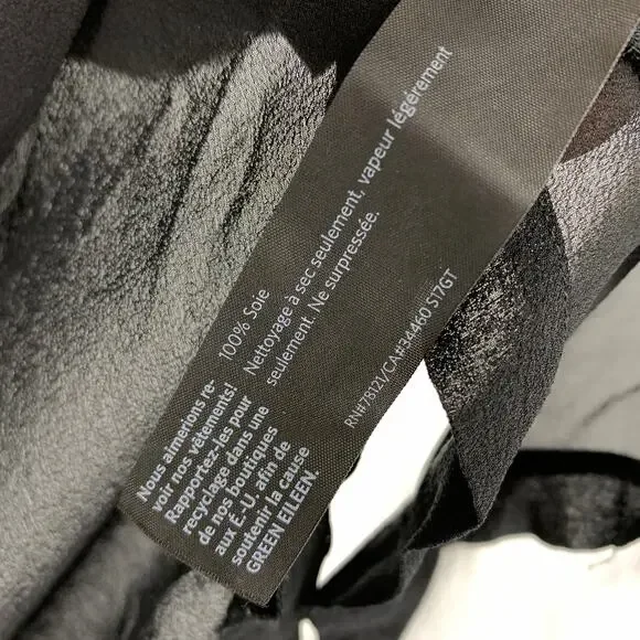 Eileen Fisher Black Sheer Silk Shift Dress Womens XXS Minimalist Tunic *READ - Picture 6 of 6